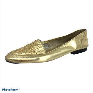 80s Disco Ballet core Glam y2K Studio DuMonde Retro Gold Leather Studded Flats